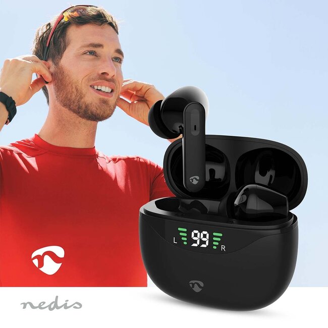 Nedis Bluetooth In-Ear Kopfhörer mit Mikrofon | ANC | Ladecase | Schwarz