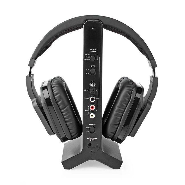 Nedis kabelloser Stereo RF Over-Ear Kopfhörer mit Ladestation | digital/analog | schwarz