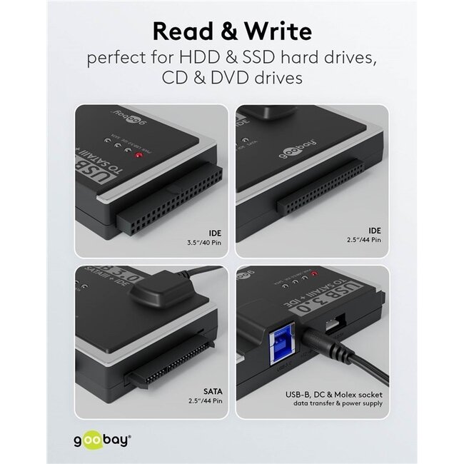 Goobay USB 3.0 Festplattenadapter für IDE und SATA