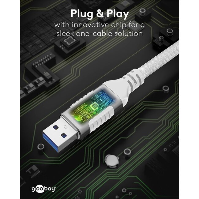 Goobay USB-A zu RJ45 LAN Kabel | USB 3.0 | CAT6 | Weiß | 2 Meter