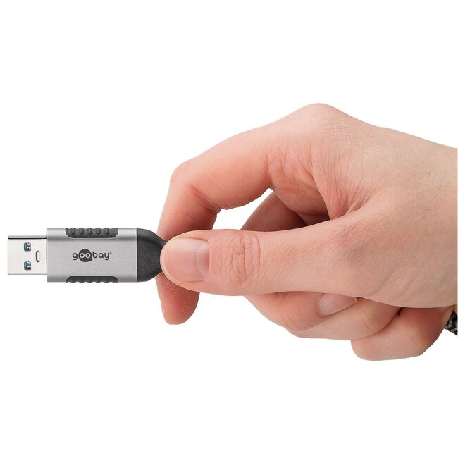 Goobay USB-A zu RJ45 LAN-Kabel | Slimline | USB 3.0 | CAT6 | Schwarz | 10 Meter