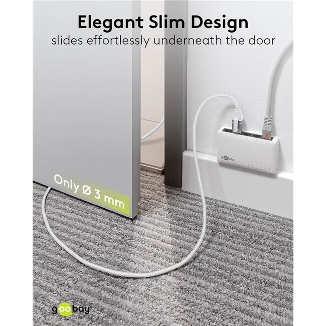 Goobay USB-A zu RJ45 LAN-Kabel | Slimline | USB 3.0 | CAT6 | Weiß | 1,5 m