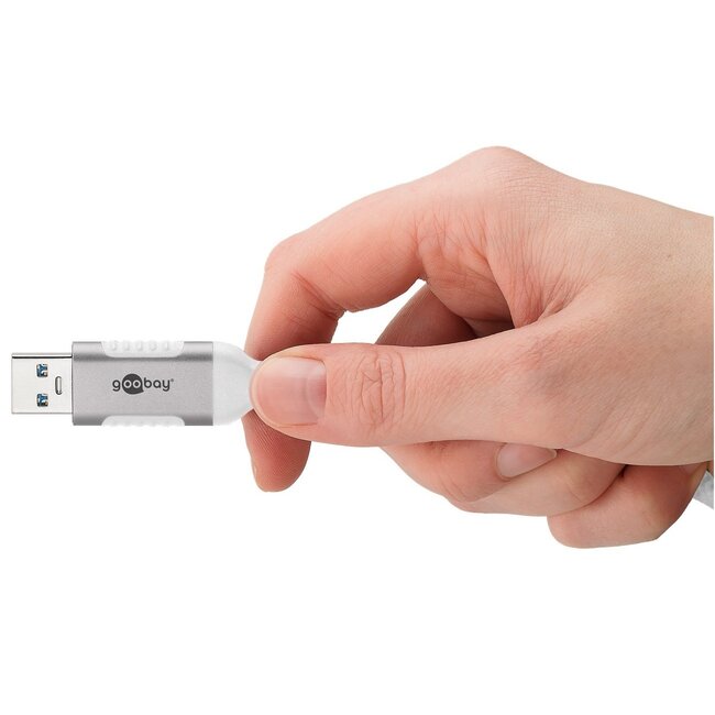 Goobay USB-A zu RJ45 LAN Kabel | Slimline | USB 3.0 | CAT6 | Weiß | 3 Meter