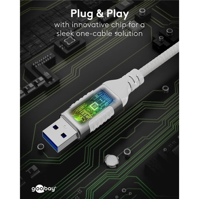 Goobay USB-A zu RJ45 LAN-Kabel | Slimline | USB 3.0 | CAT6 | Weiß | 15 Meter