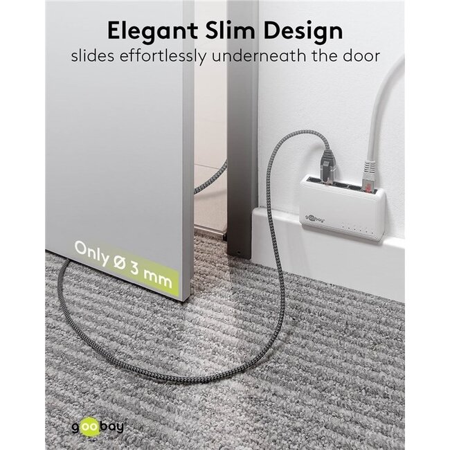 Goobay USB-C auf RJ45 LAN Kabel | Slimline | USB 3.0 | CAT6 | Schwarz | 1 Meter