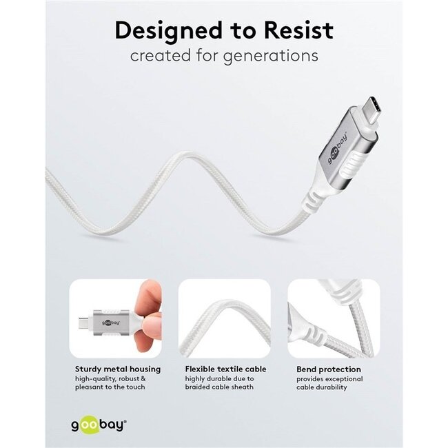 Goobay USB-C zu RJ45 LAN Kabel | Slimline | USB 3.0 | CAT6 | Weiß | 15 Meter