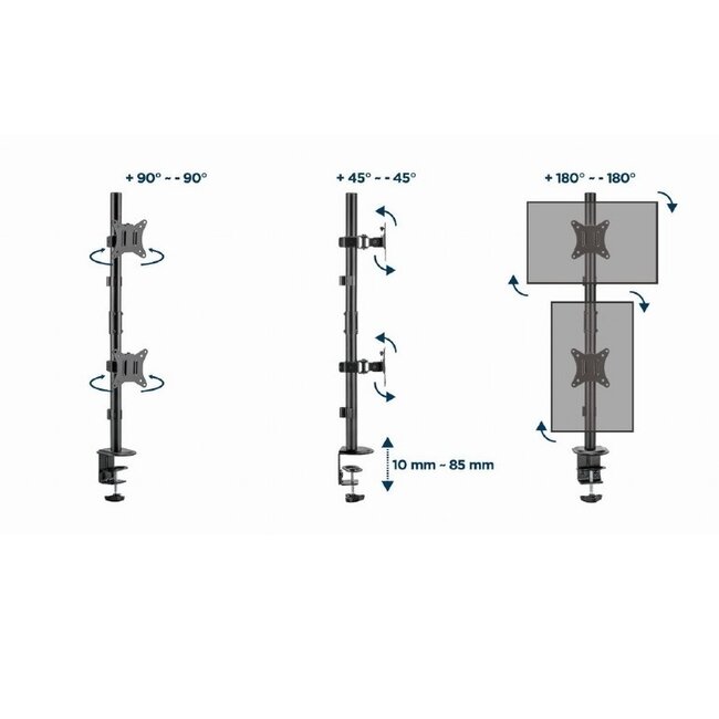 Gembird Monitorhalterung für 2 Bildschirme bis 32" | Full Motion | Übereinander