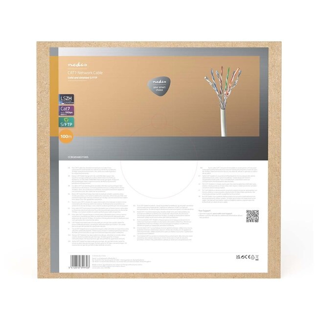 Nedis SFTP CAT7 Netzwerkkabel | Massivleiter | AWG24 | LSZH | Grau | 100 Meter
