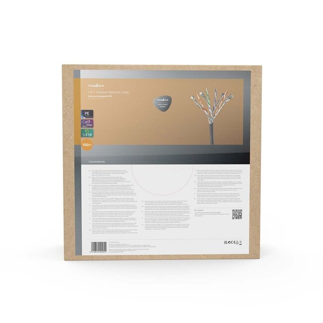 Nedis SFTP CAT7 Outdoor Netzwerkkabel | Massivleiter | AWG24 | Schwarz | 100 Meter