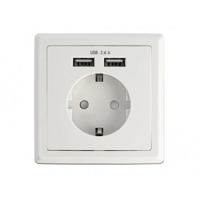Delock Einbausteckdose | 2x USB-A | 12W | Weiß