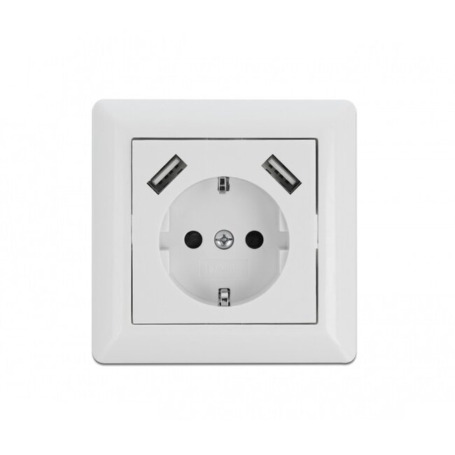 Delock Einbausteckdose | 2x USB-A | 14W | Weiß