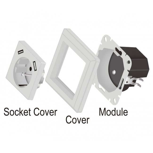 Delock Einbausteckdose | 2x USB-A | 14W | Weiß