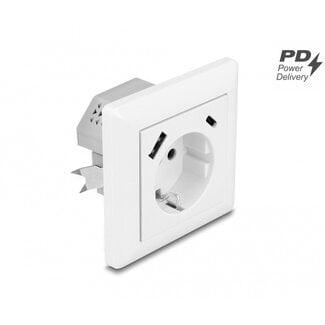 DeLOCK Delock Einbausteckdose | USB-A QC + USB-C PD | 18W | Weiß
