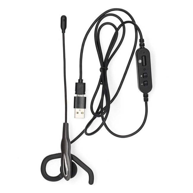 Nedis Mono In-Ear PC-Headset mit Ohrbügel | USB-C/USB-A | 1,8 m