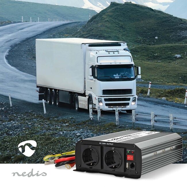 Nedis Wechselrichter 12V auf 230V + USB | 1000W | modifizierte Sinuswelle