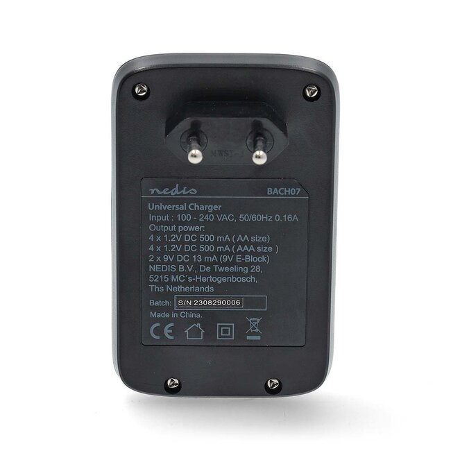 Nedis Ladegerät für AA-, AAA- und 9V-Batterien