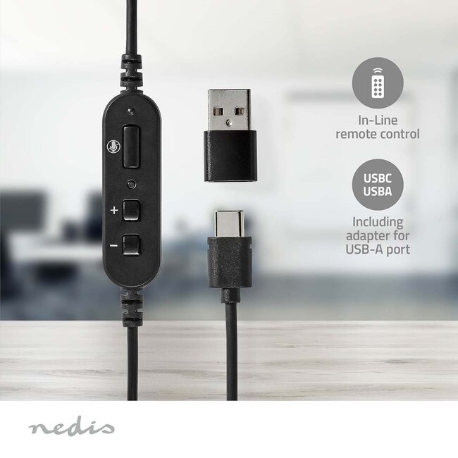 Nedis Stereo On-Ear PC-Headset | USB-C/USB-A | 1,8 m