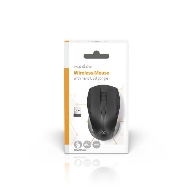 Nedis Kabellose Maus | Kompakt | USB-A Dongle | 1600 dpi | 4 Tasten