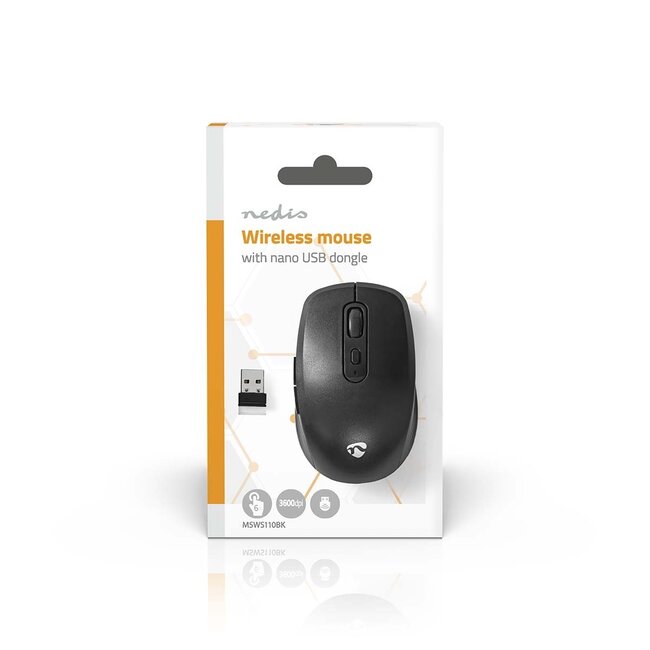 Nedis Kabellose Maus | Kompakt | USB-A Dongle | 1600 dpi | 6 Tasten