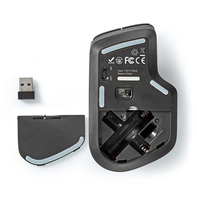 Nedis kabellose Maus | USB-A Dongle | 1600 dpi | 8 Tasten