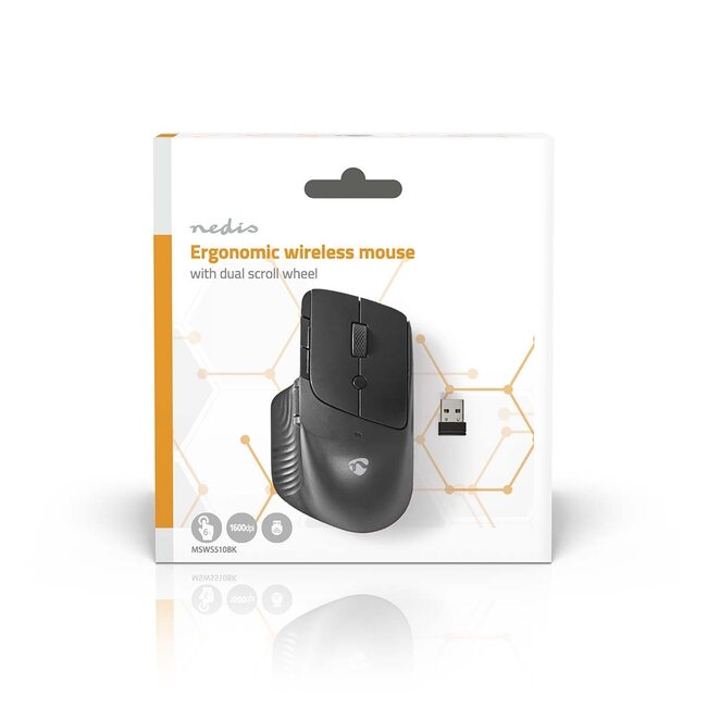 Nedis kabellose Maus | USB-A Dongle | 1600 dpi | 8 Tasten