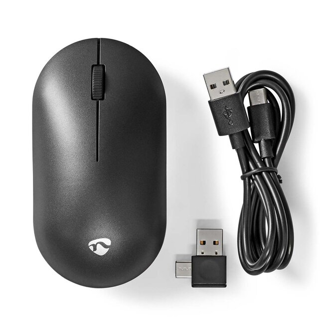 Nedis kabellose Maus | kompakt | USB-A/USB-C Dongle | 1200 dpi | 3 Tasten