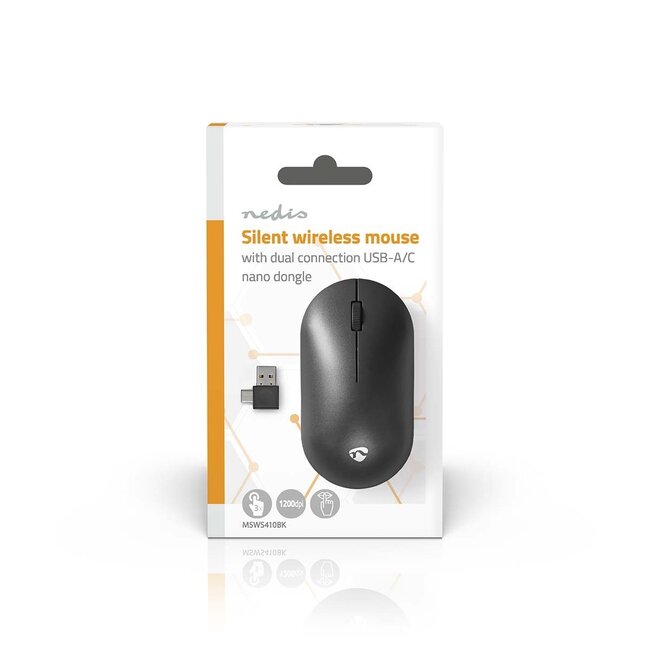 Nedis kabellose Maus | kompakt | USB-A/USB-C Dongle | 1200 dpi | 3 Tasten