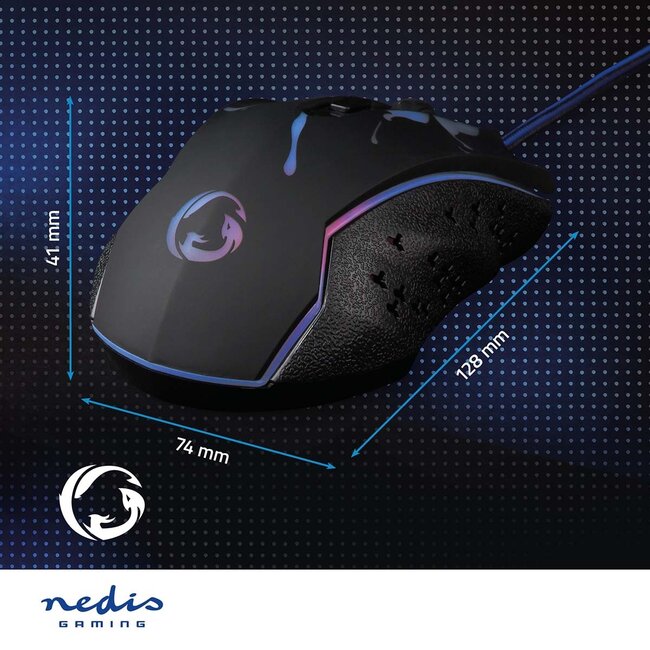 Nedis Gaming USB-Maus | USB-A | LED | 3600 dpi | 6 Tasten | 1,5 m