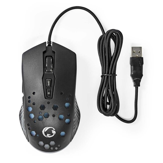Nedis Gaming USB-Maus | USB-A | LED | 7200 dpi | 7 Tasten | 1,5 m
