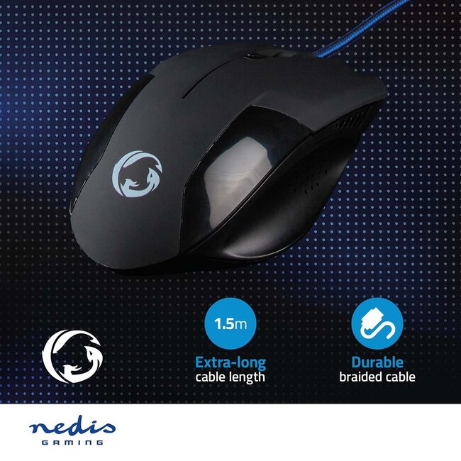 Nedis Gaming USB-Maus | USB-A | 7200 dpi | 6 Tasten | 1,5 m