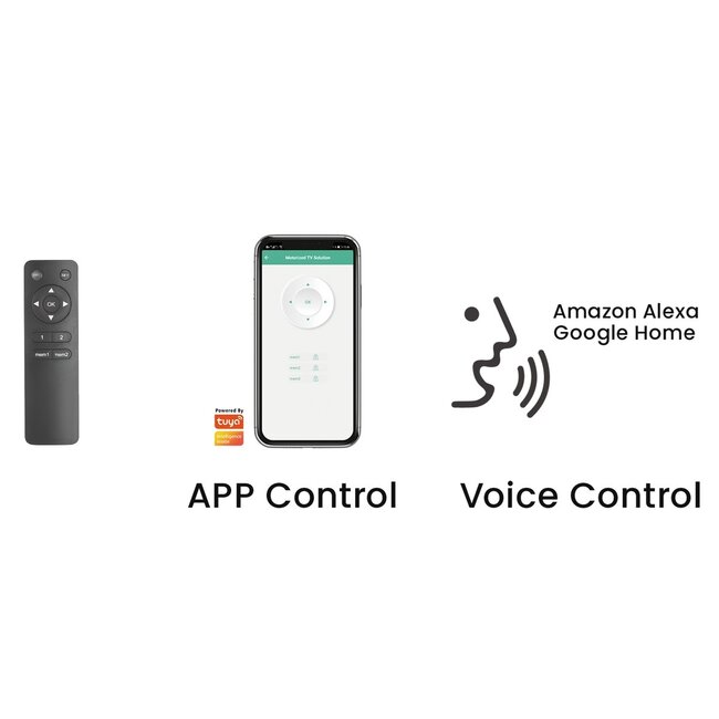 My Wall Hebebügel für Bildschirme bis 80 Zoll | motorisiert | App-, Sprach- und Fernbedienung