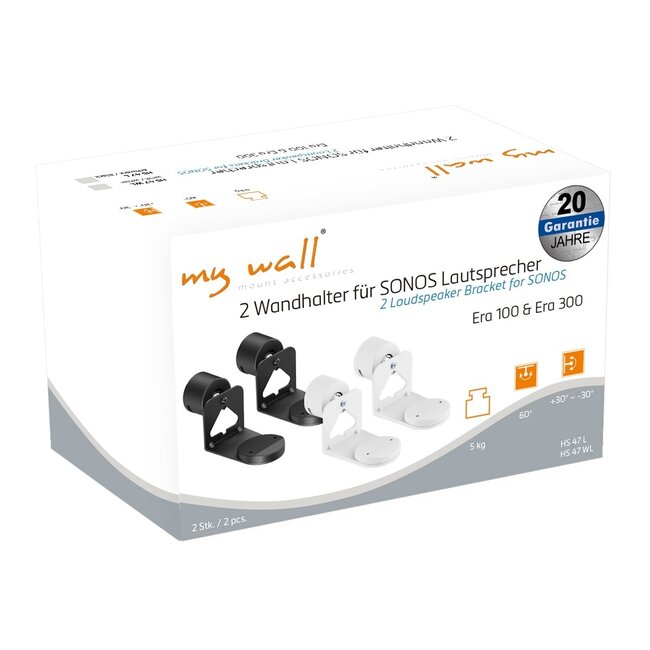 My Wall Wandhalterung Set für Sonos Era 100 und Era 300 | Full Motion | Weiß