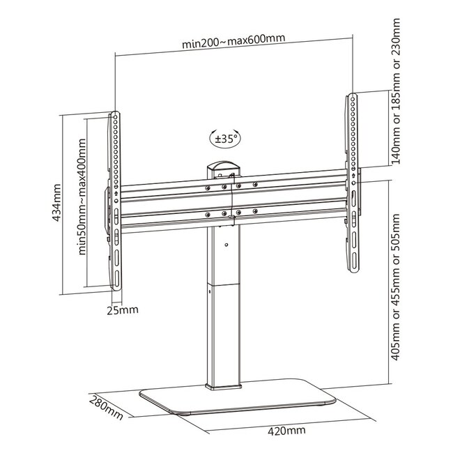 My Wall Tischständer für Bildschirme bis 70 Zoll | drehbar | höhenverstellbar (max. 50 cm) | schwarz