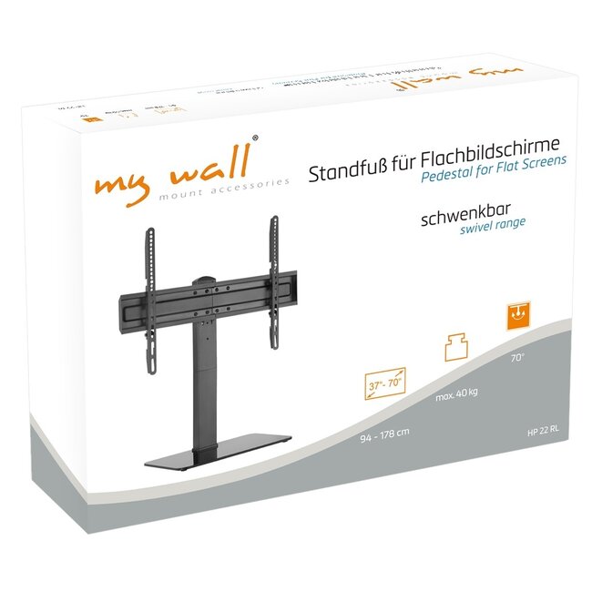 My Wall Tischständer für Bildschirme bis 70 Zoll | drehbar | höhenverstellbar (max. 50 cm) | schwarz