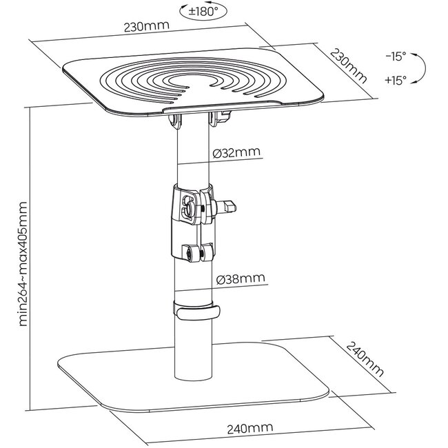 My Wall Lautsprecherständer Set | bis 15 kg | 26 - 41 cm hoch