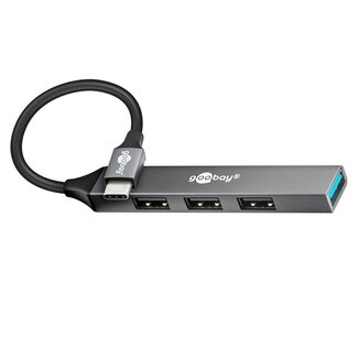 Goobay Goobay USB-Hub (USB-C) | 4x USB-A | USB 2.0/3.0 | Aluminium | 0,10 m