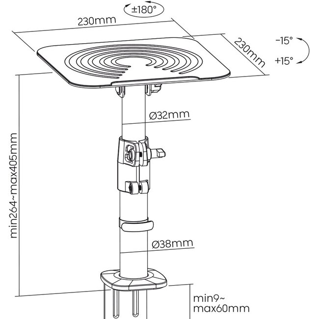 My Wall Lautsprecher-Schreibtischhalterung Set | bis 15 kg | 26 - 41 cm hoch | schwarz