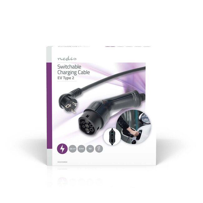 Nedis EV Typ 2 - CEE 7/7 Steckdosen-Ladekabel | 3,68 kW | 5 Meter