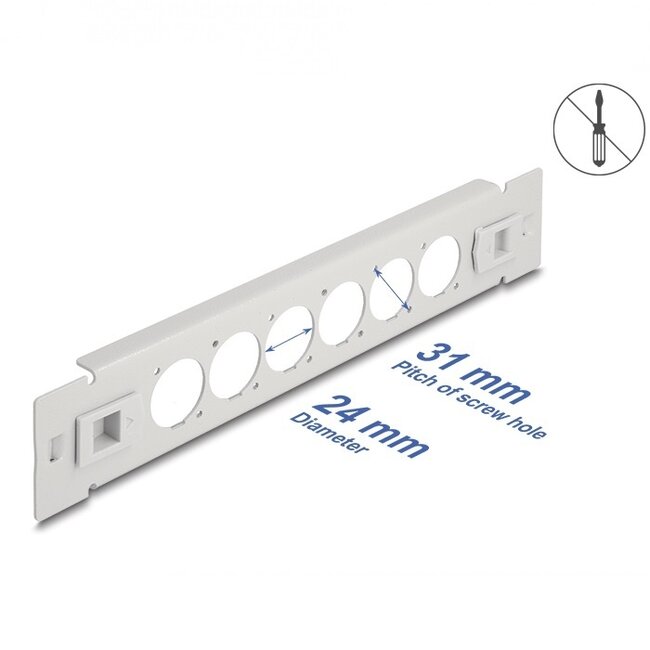 Delock 10 Zoll Patchpanel | 6 D-Typ Module | 1U | Werkzeugfrei | Grau