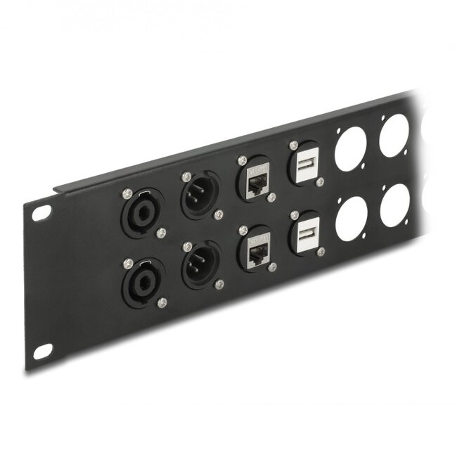 Delock 19 Zoll Patchpanel | 24 D-Typ Module | 2U | Schwarz