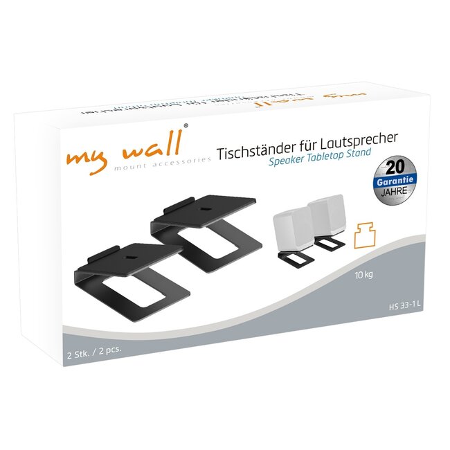 My Wall Lautsprecher-Schreibtischständer Set | 9,9 x 15,5 cm | bis 10 kg | Schwarz