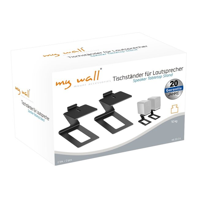 My Wall Lautsprecher-Schreibtischständer Set | 12,5 x 14-19 cm | bis 10 kg | Schwarz