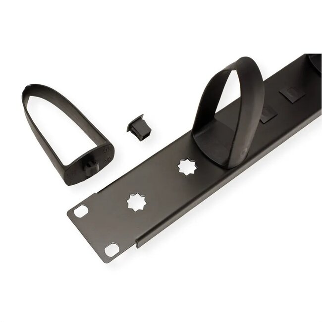 19 Zoll Blindplatte mit 5 Kabelösen | 1U | Schwarz