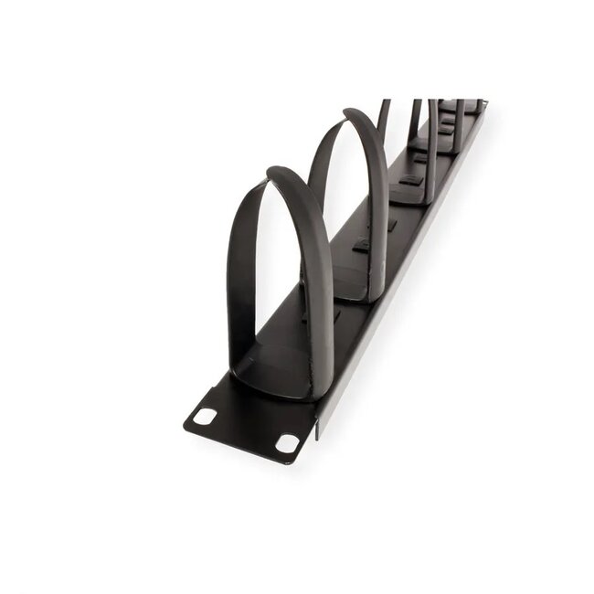 19 Zoll Blindplatte mit 5 Kabelösen | 1U | Schwarz