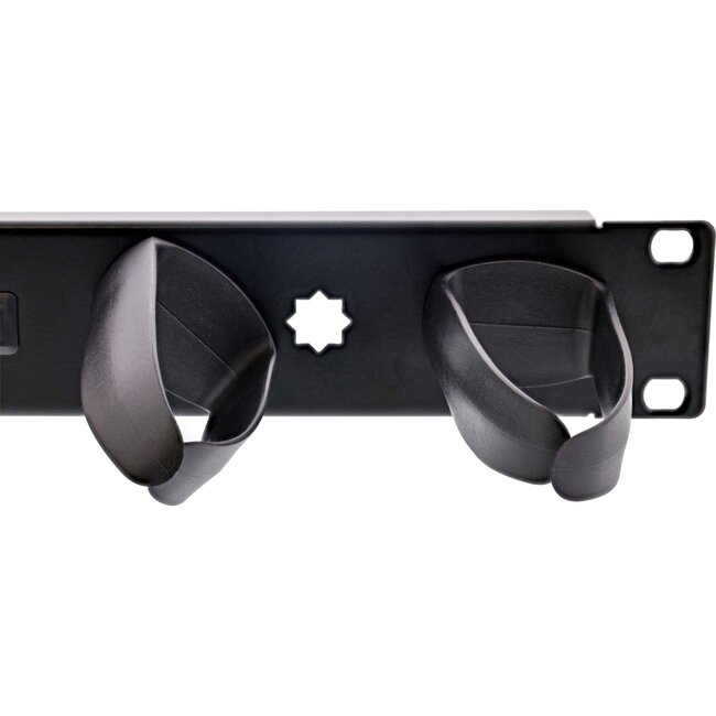 19 Zoll Blindplatte mit 9 Kabelösen | 1U | Schwarz