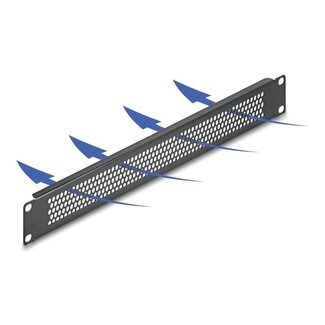 DeLOCK 19 Zoll Lüftungspanel | Rundlöcher | 1U | Schwarz
