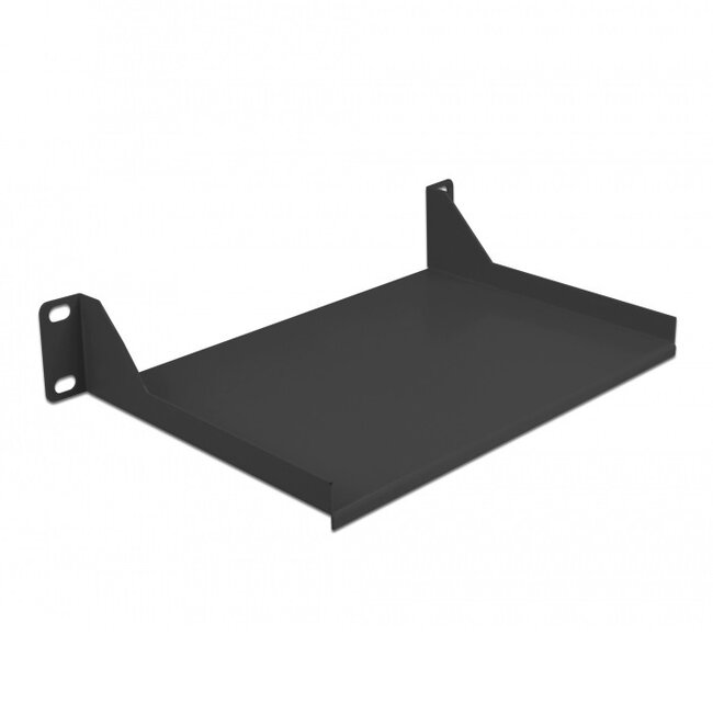 10 Zoll Regalboden | 15 cm tief | geschlossen | max. 10 kg | 1U | schwarz