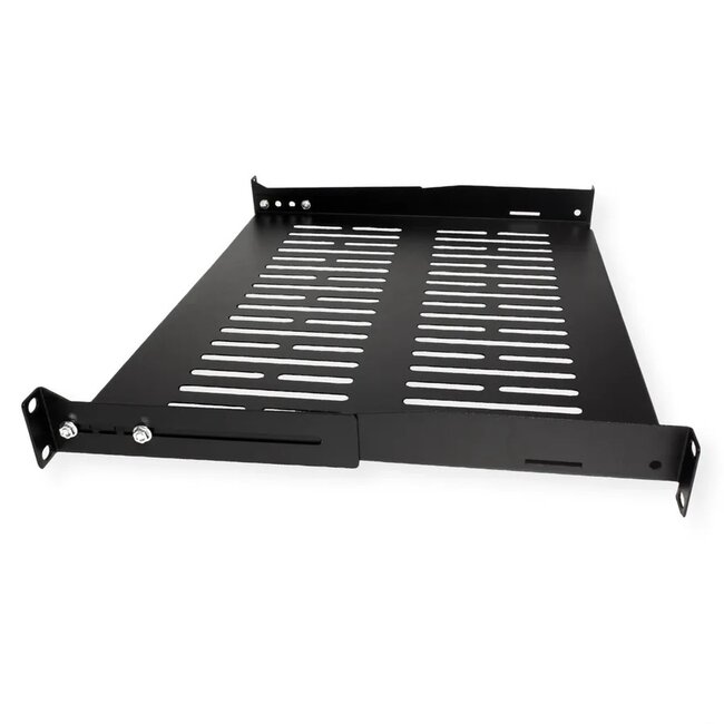 19 Zoll Regalboden | 35 cm tief | max. 25 kg | 1U | schwarz