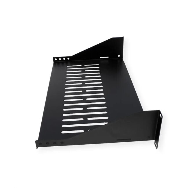19 Zoll Regalboden | 25 cm tief | max. 15 kg | 2U | schwarz