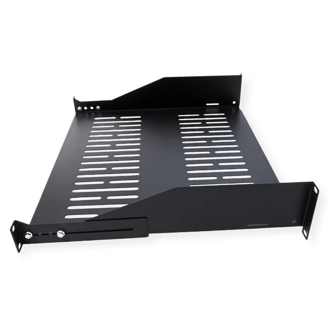 19 Zoll Regalboden | 40 cm tief | max. 25 kg | 2U | schwarz